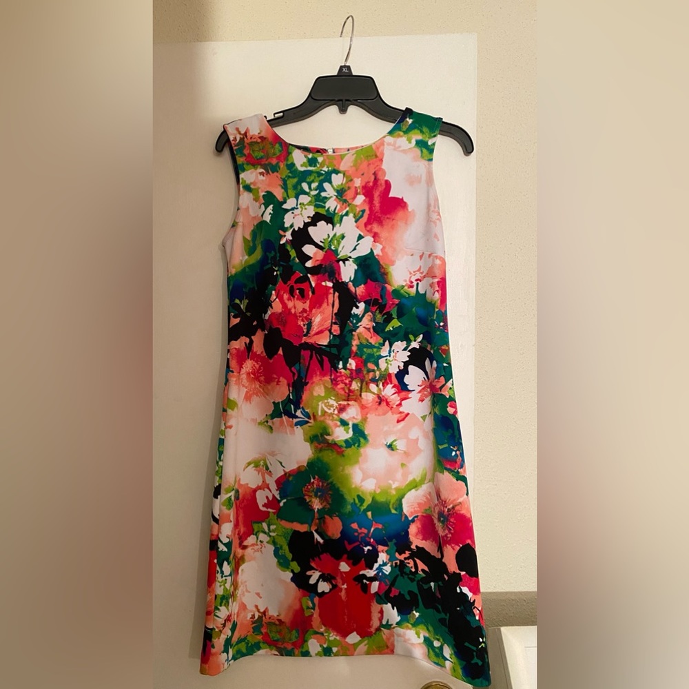 Worthington floral dress pink white green size S 4/6